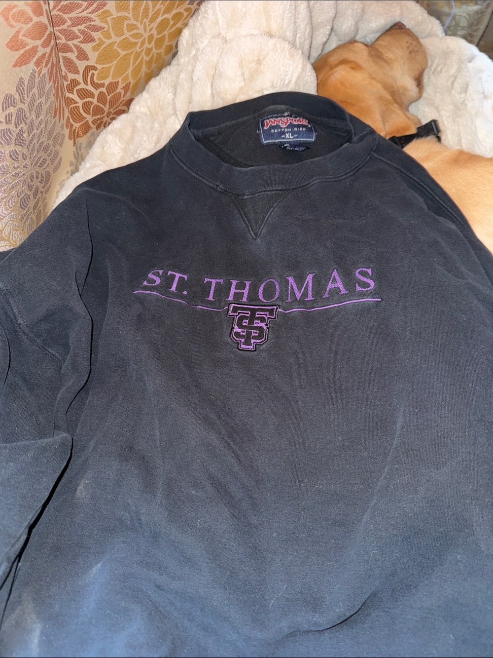 Jansport Black Crewneck Sweatshirt with Purple St. Thomas Logo
